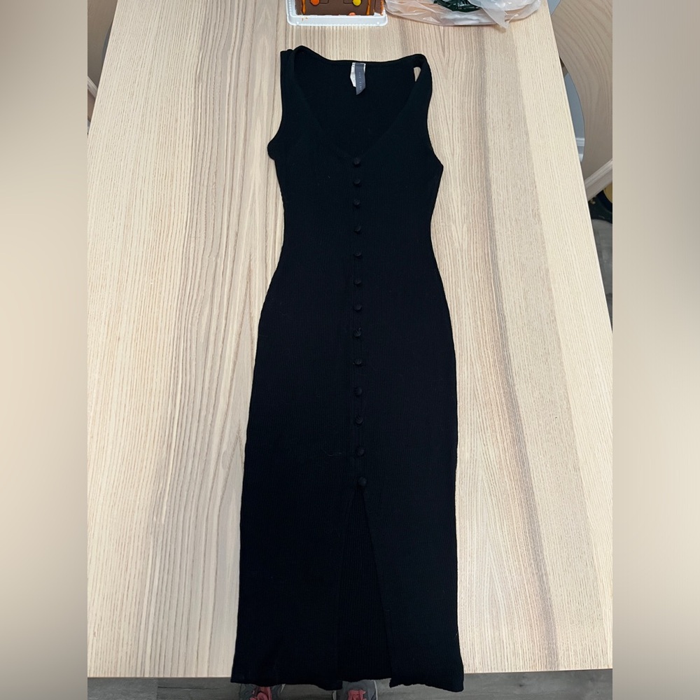 Matt Link - Black Dress with Front Slit - Size Small